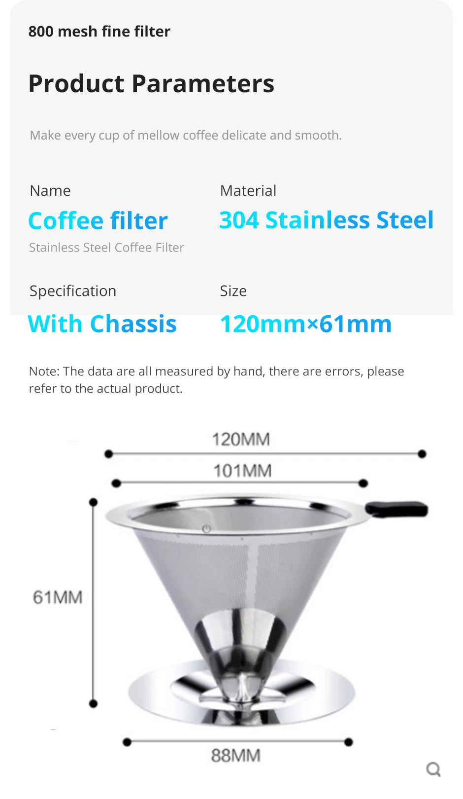 Reusable Coffee Filter Holder Double Layer Stainless Steel Coffee Tea Strainer Coffee Accessories Coffee Making Tool