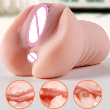 Lifelike Vagina Sex Toy 2 in 1 Silicone Toys Male Masturbation Cup 18+ Xxx Pocket Pussy Penis Exerciser Anal Sex Toys