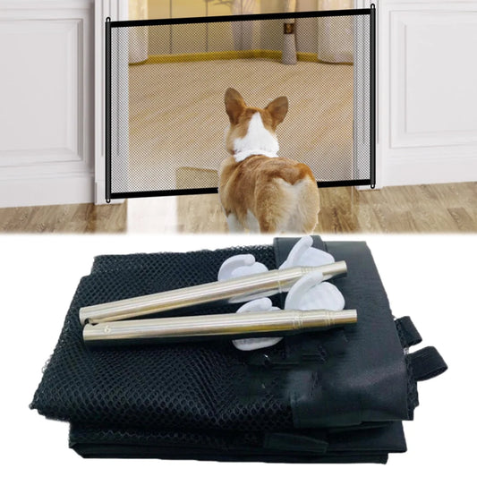 Pets and Child Safety Gates Portable Folding Mesh Gate Dog Fence Pet Barrier Fences for Stairs Doorways Hallways Indoor Outdoor