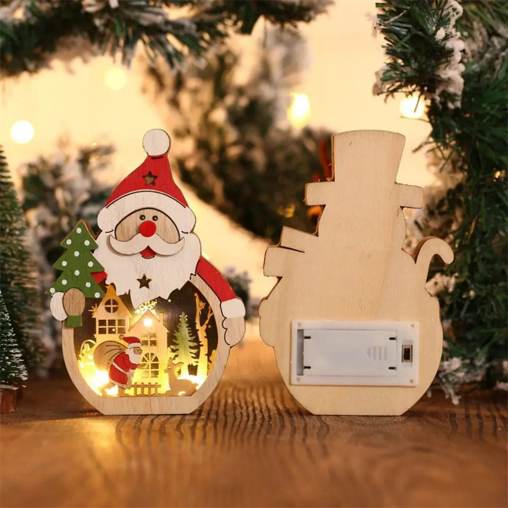 Creative Santa Snowman Ornament Household Led Lighted Wooden Christmas Decorations Durable Portable Christmas Light