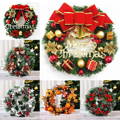 Christmas Wreath for Front Door Red Gold Window Wall Door Decorations Christmas Garland Ornament