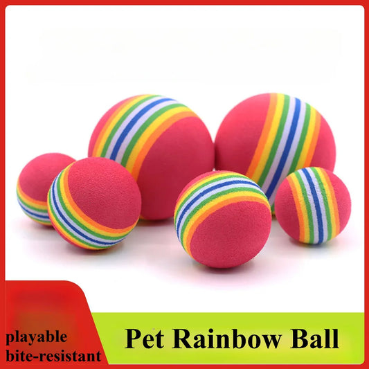 Pet Rainbow Ball Colorful Balls Cat Toy Balls EVA Foam Cotton Balls Pet Toy Balls Small Dog Supplies