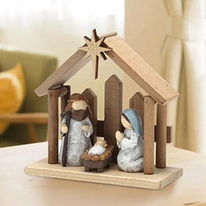 Nativity Scene Statues Christmas Religious Manger Decor Nativity Scene Indoor Christmas Tabletop Ornament Christmas Religious