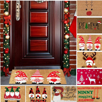 Christmas Decorations Doormat, Merry Xmas Gnomes Elk Rug Indoor Outdoor Entrance Carpet Holiday Home Decor Door Mat