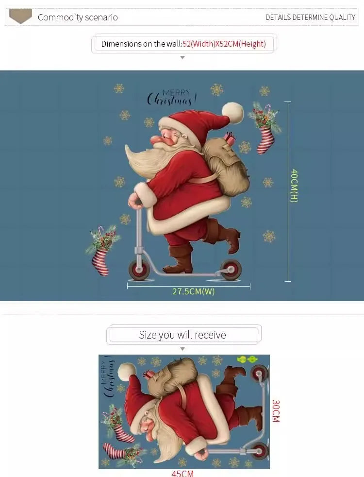 Santa Claus shop window glass Christmas decoration wall stickers school activity atmosphere decoration stickers