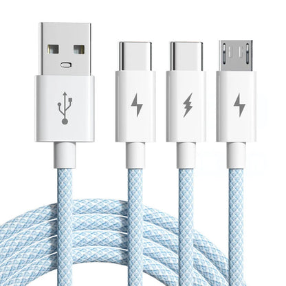 6A 66W 3-in-1 Fast Charging Cable - USB Type-C, Micro USB, and Lightning Compatible - Super Charger for iPhone, and Samsung"