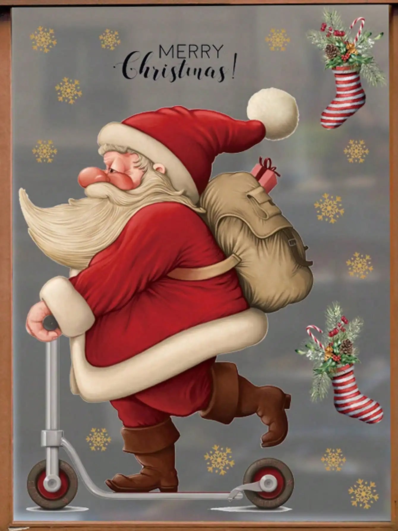 Santa Claus shop window glass Christmas decoration wall stickers school activity atmosphere decoration stickers