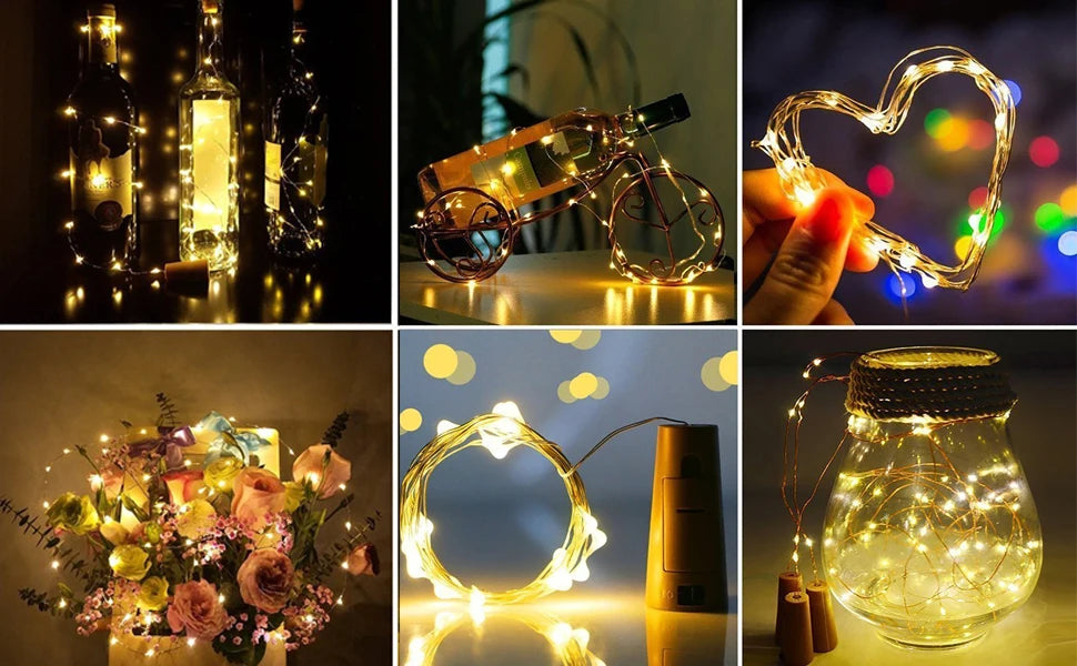 Bar LED Wine Bottle Cork 2M String Lights Christmas Decoration Led Lamp Bottle Fairy Lights Holiday Copper Wire Lights String