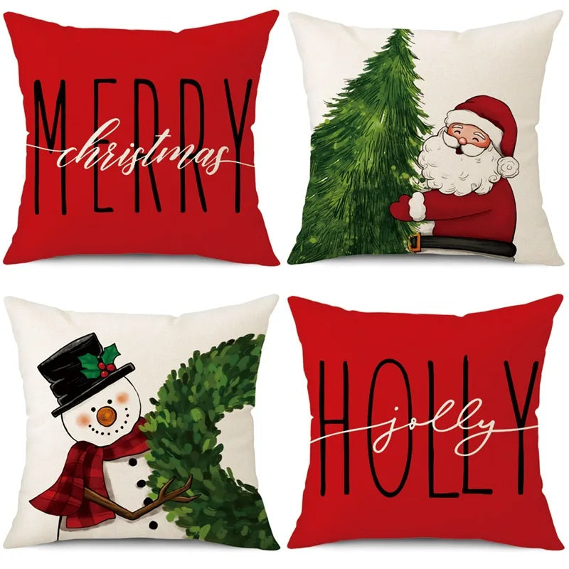 Merry Christmas Cushion Cover Pillowcase Christmas Decorations for Home Ornament Christmas Decor