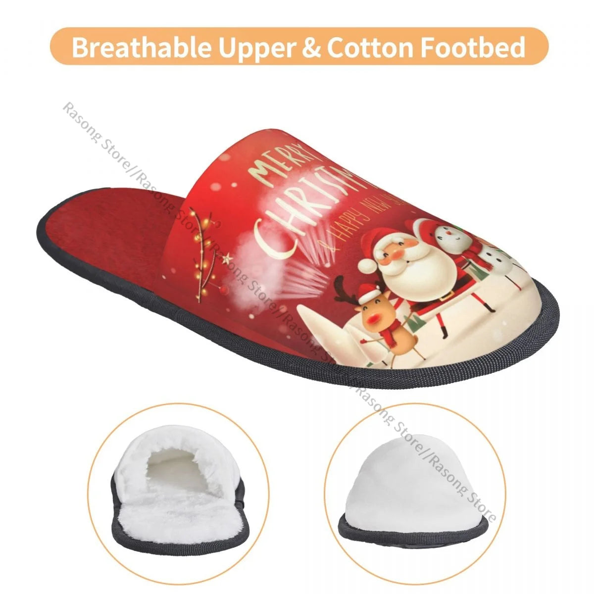 Winter Slipper Woman Man Fluffy Warm Slippers Santa Claus Snowman Reindeer And Elf In Christmas House Slippers Shoes