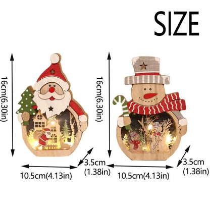 Creative Santa Snowman Ornament Household Led Lighted Wooden Christmas Decorations Durable Portable Christmas Light