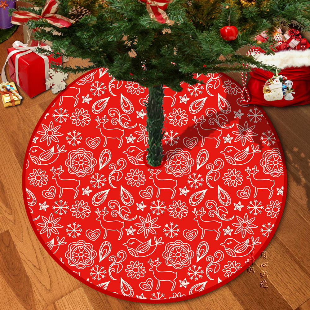 72/92/122Cm Christmas Tree Skirt Red Christmas Tree Foot Cover Santa Claus Snowflake Christmas Tree Carpet Base Mat Decorations