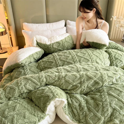 High End Thickened Winter Warm Blankets for Beds Artificial Lamb Cashmere Weighted Blanket Thicker Warmth Duvet Quilt Comforter