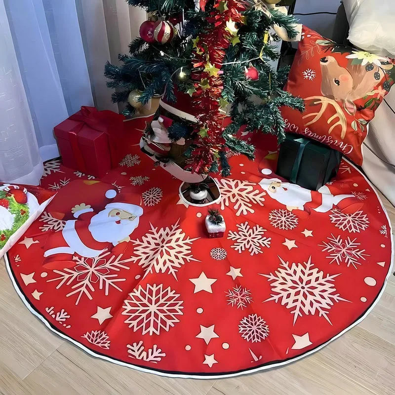 Christmas Tree Skirt Decoration Santa Claus Snowman Snowflake Xmas Tree Skirt