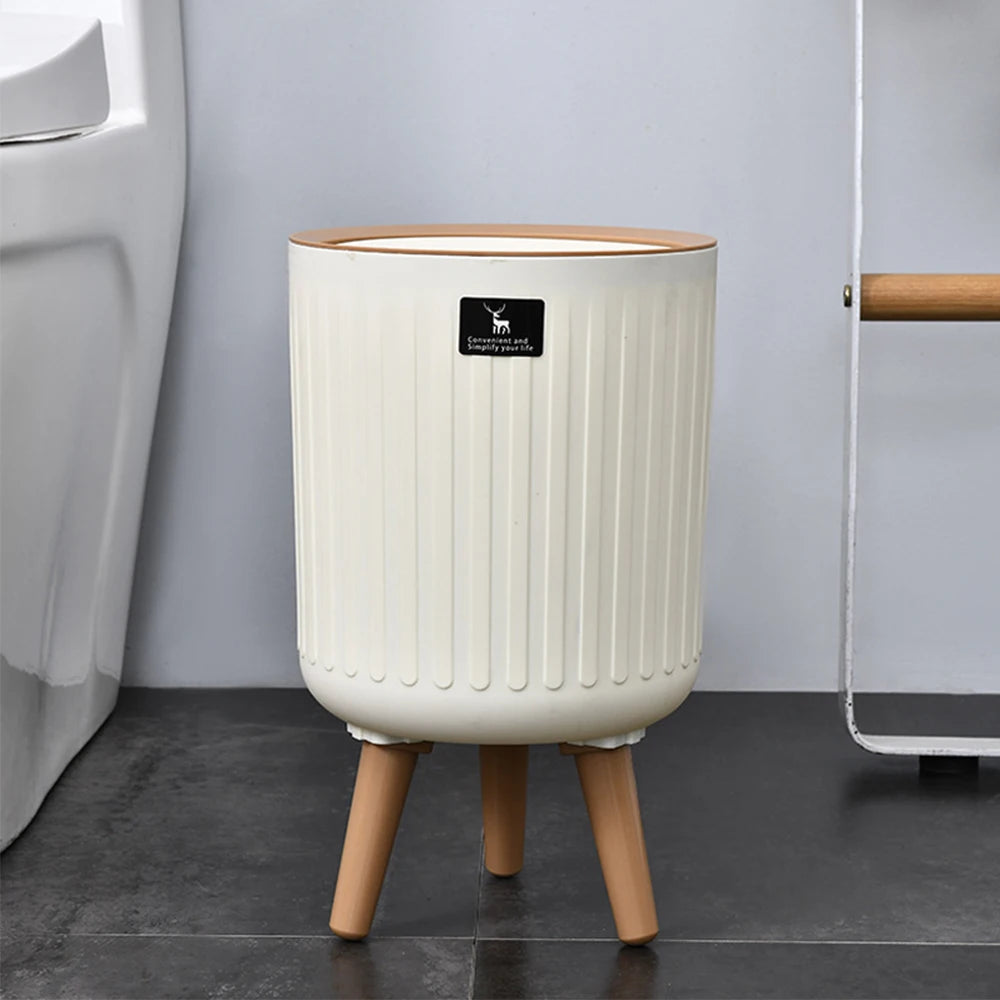 7L/10L Rolling Cover Trash Can High Foot Toilet Trash Bin anti odor  Kitchen Garbage Cube Bathroom Wastebasket