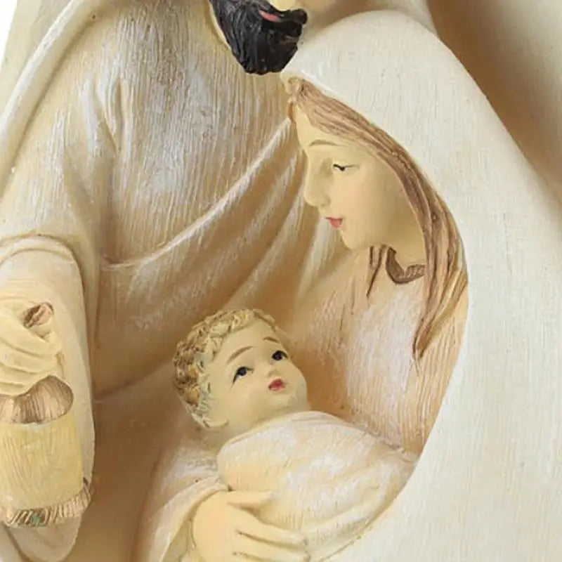 Nativity Scene Statue Sculpted Style with Joseph Mary Hold Baby Jesus Beautiful Detailed Nativity Craft for Christmas Decoration