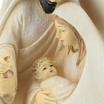 Nativity Scene Statue Sculpted Style with Joseph Mary Hold Baby Jesus Beautiful Detailed Nativity Craft for Christmas Decoration