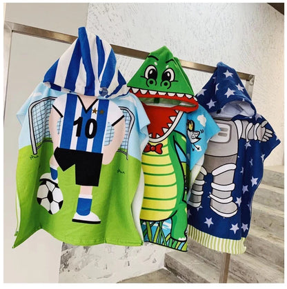 Newborn Wrap Blanket Cartoon Child Kid Hooded Cloak Infant Bathrob Baby Bath Towel Robe Cotton Boy Girl Beach Robe Astronaut Cap