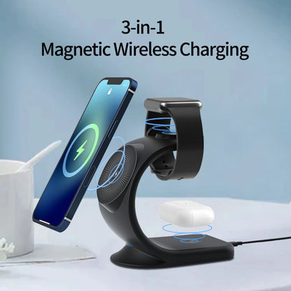 3 IN 1 Wireless Charger Pad Stand Foldable Holder for iPhone 15 14 13 12 11 Apple Watch AirPods 15W Fast Charging Dock Station