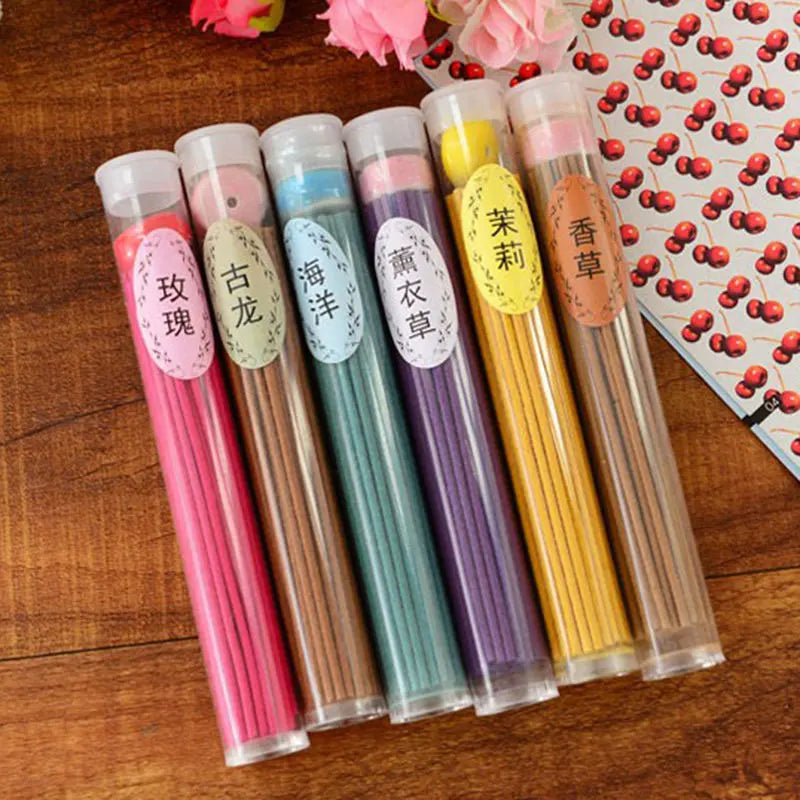 60Sticks Incense Burner Natural Aroma Purifying Air Incense Sticks Lavender Rose Freshener Aromatherapy Meditation Household