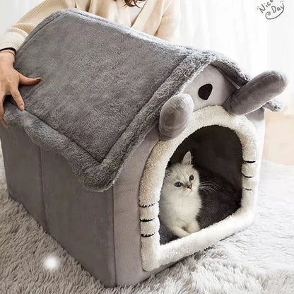 Soft Pet Bed Tent House Dog Kennel Cat Bed Indoor Warm Dog House with Removable Cushion Suitable for Small Medium Large Pets