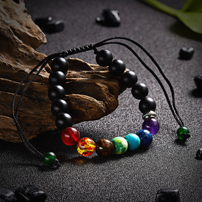 7 Chakra Reiki Healing Stone Bracelet For Women Men Yoga Meditation Jewelry Handmade Woven Natural Crystal Beads Bracelet Bangle