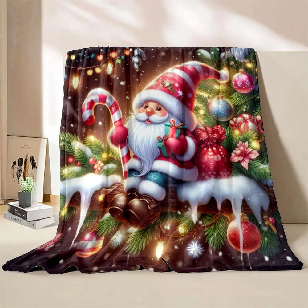 6 Sizes Gnome Christmas Printed Blanket Warm Soft and Comfortable Home Travel Blanket Sofa Bedding Cover Blanket Holiday Gifts