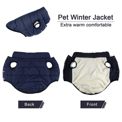 Winter Dog Clothes Outdoor Cold Proof Warm Dog Jacket with Fleece Cotton Lining Chihuahua French Bulldog Puppy Clothing Coat