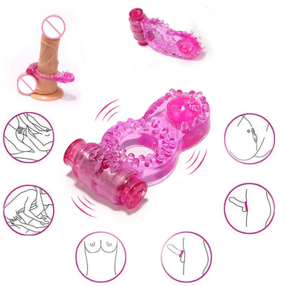 Penis Ring Vibrator Strong Penis Erect Cock Ring Crystal Butterfly Vibrating Rings Enhance Sex Ability Product Sex Toys For Men