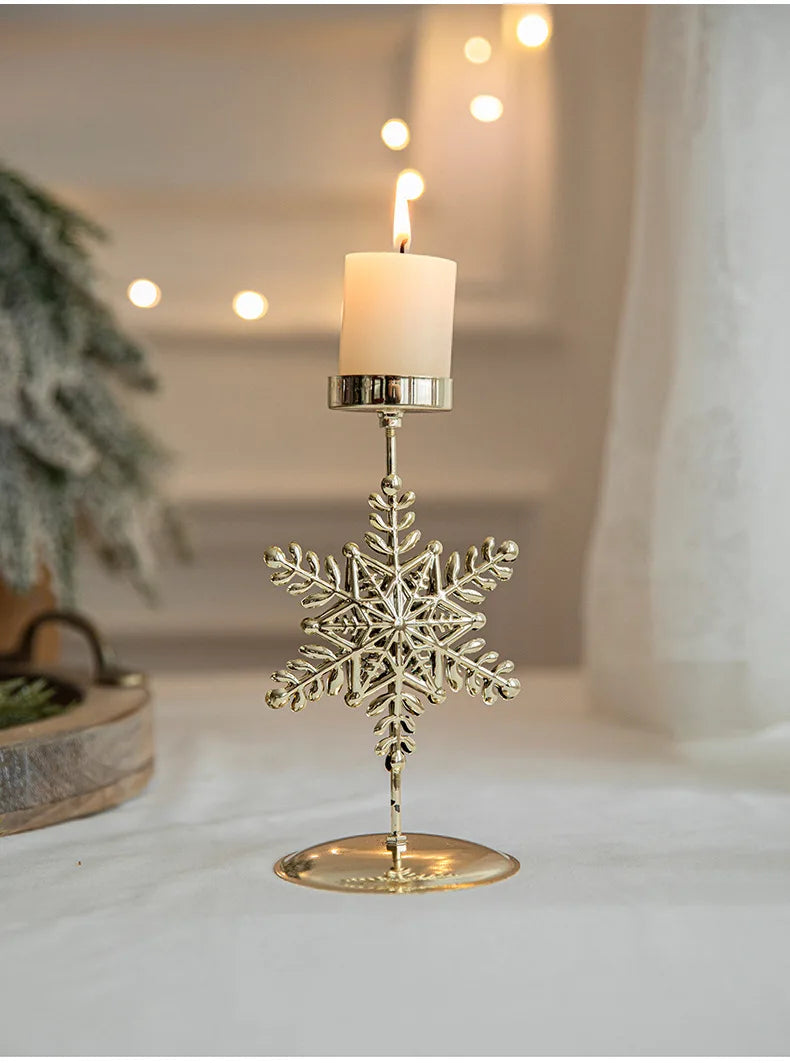 Christmas Votive Candle Holder Metal Tealight Holder Xmas tree elk Snowflake Patterns for Winter Xmas Table Centerpiece Decor