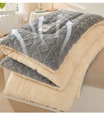 High End Thickened Winter Warm Blankets for Beds Artificial Lamb Cashmere Weighted Blanket Thicker Warmth Duvet Quilt Comforter