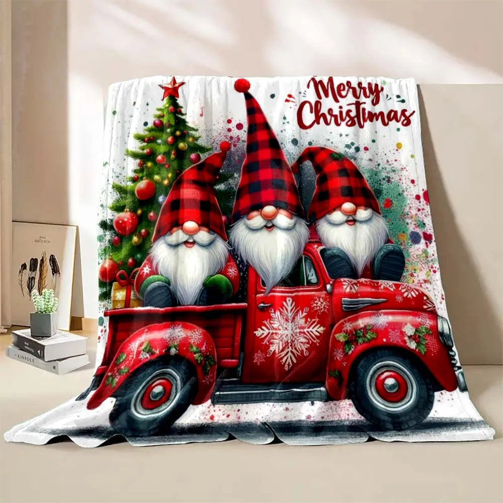 6 Sizes Gnome Christmas Printed Blanket Warm Soft and Comfortable Home Travel Blanket Sofa Bedding Cover Blanket Holiday Gifts