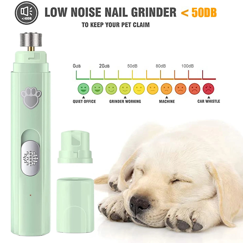 Electric Dog Nail Grinder with Polisher Wheel LED Light Pet Nail Clipper USB Rechargeable 2-Speed Pet Nail Trimmers for Cat Dog