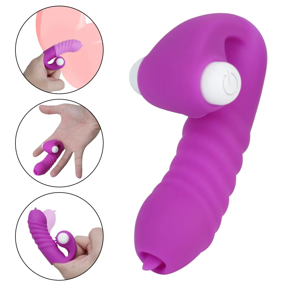 Finger Sleeve Vibrator Female Masturbator Clit Stimulate Tongue Licking Massager Erotic Exotic Accessories Sex Toys For Women 18