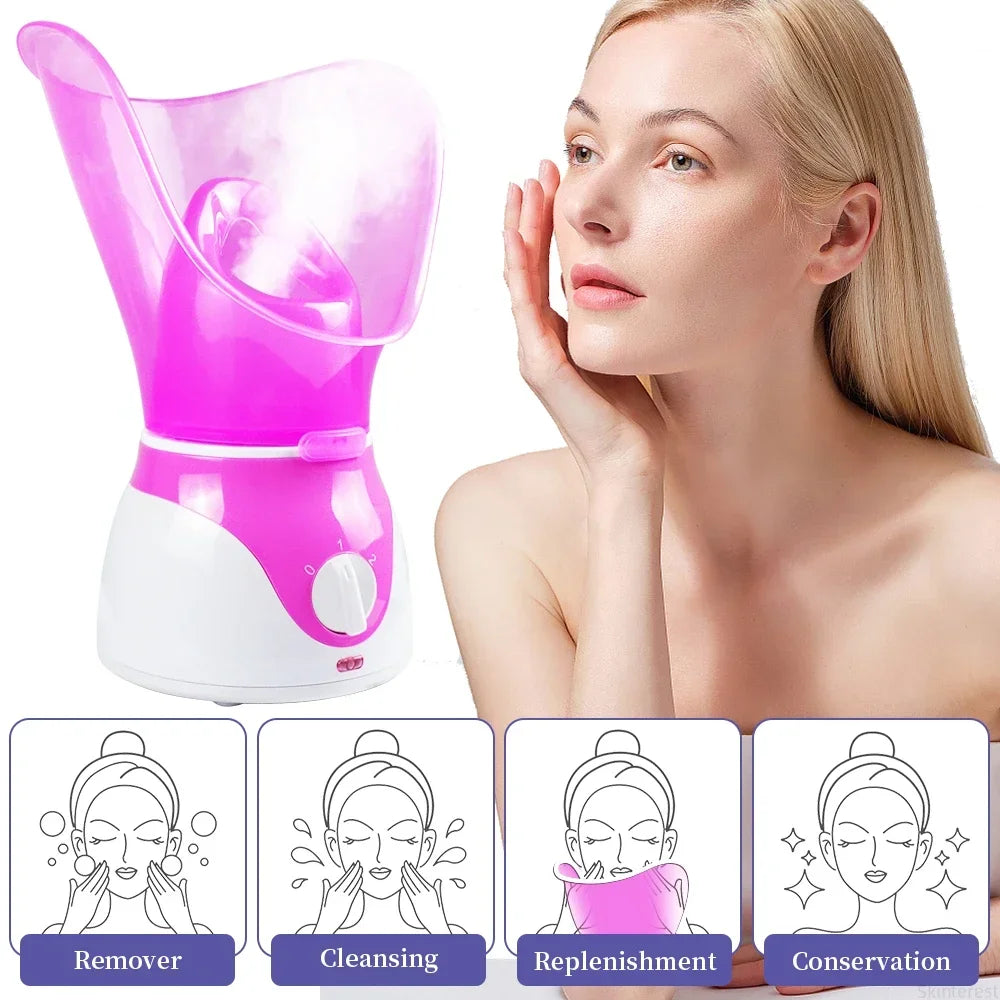 Multi-function Facial Steamer Humidifier Sprayer Moisturizing  Beauty SkinCare Deep Cleanse SPA Nano Ionic Hot Mist Face Steamer