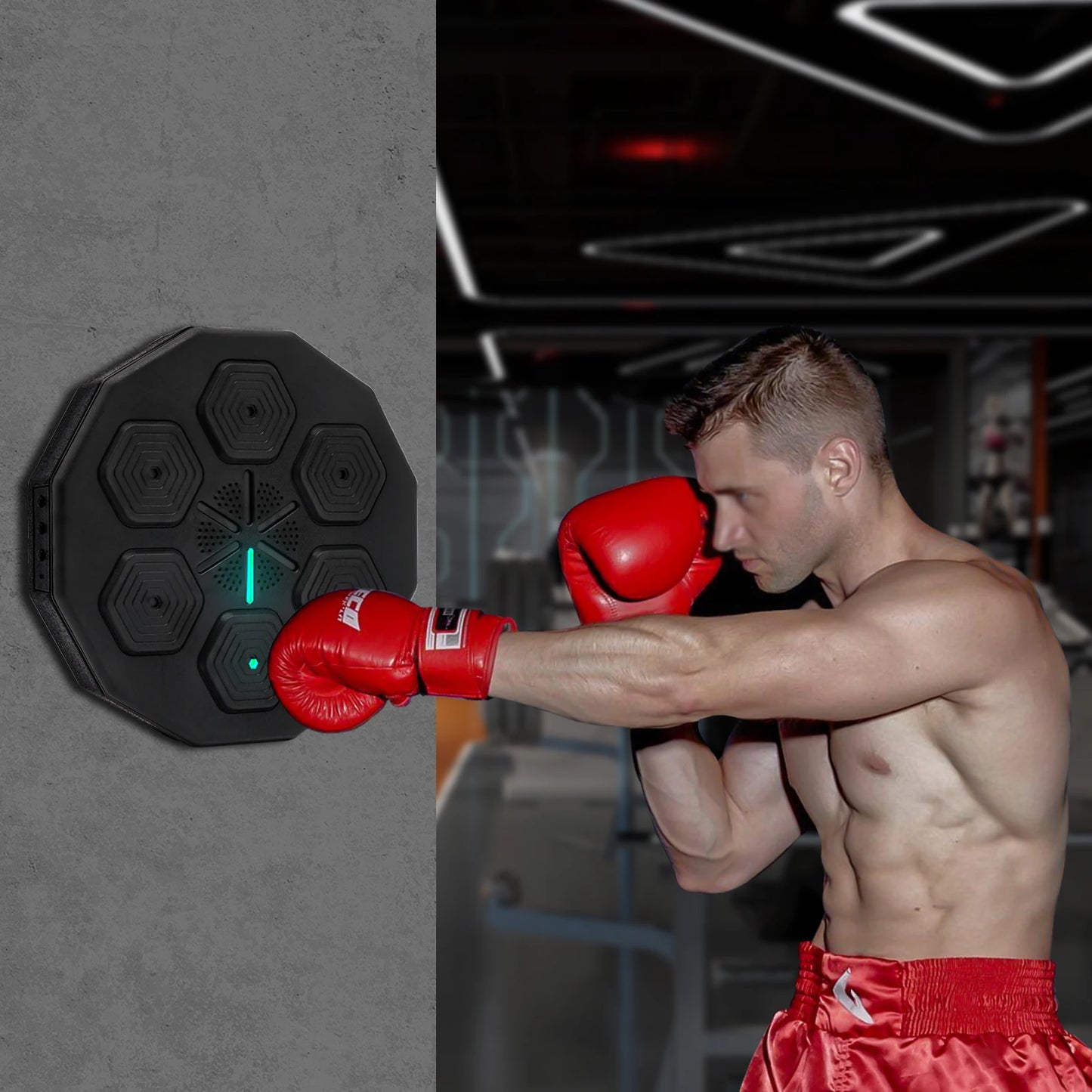 Musical Boxing Board with Bluetooth 1 Pair Boxing Gloves  for Kickboxing Karate Home Gym Training USB Charging Cable