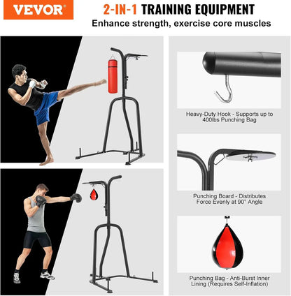 VEVOR Punching Bag Stand, Steel Heavy Duty Workout Equipment, Boxing Punching Bag Stand, Holds Up to 400 lbs, Freestanding Sandb