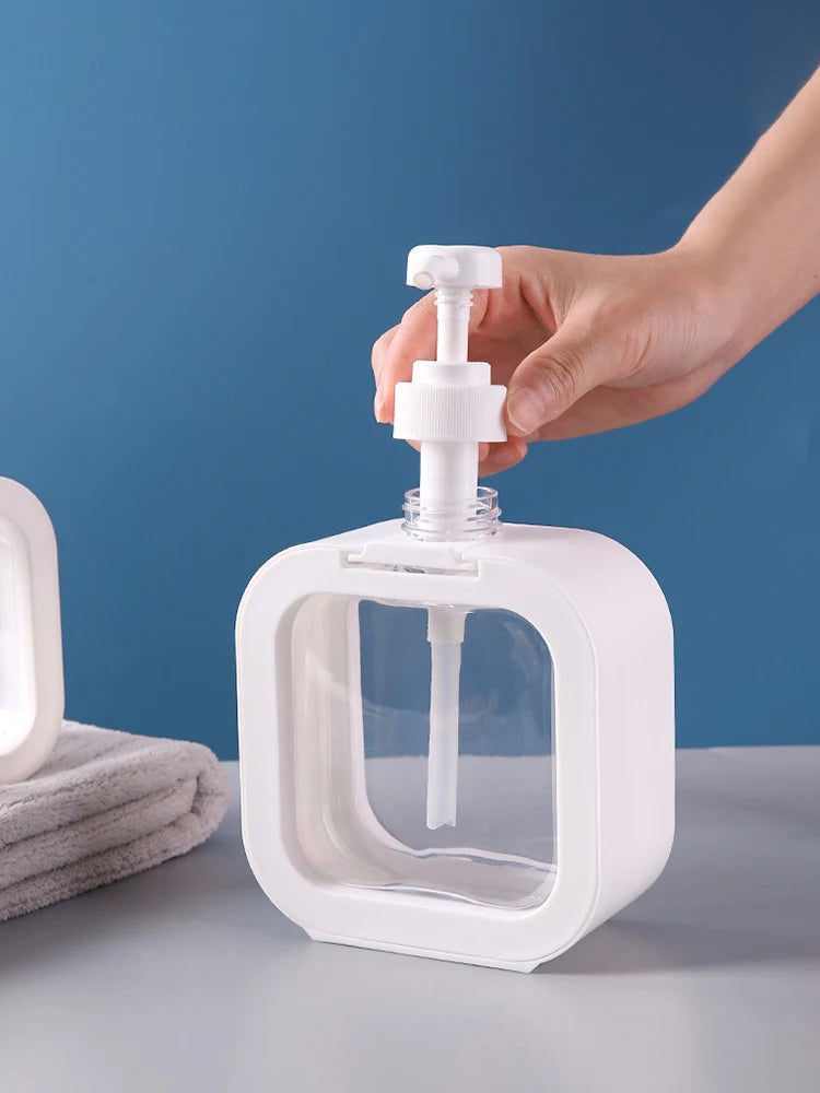 A large-capacity soap dispenser bottle, transparent visible plastic press bottle, suitable for travel, kitchen, bathroom