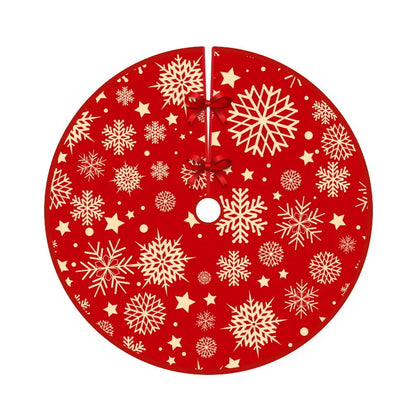 Christmas Tree Skirts Santa Claus Snowflake Printed Xmas Tree Bottom Decor Mat Merry Christmas Home Party Supplies Decoarations