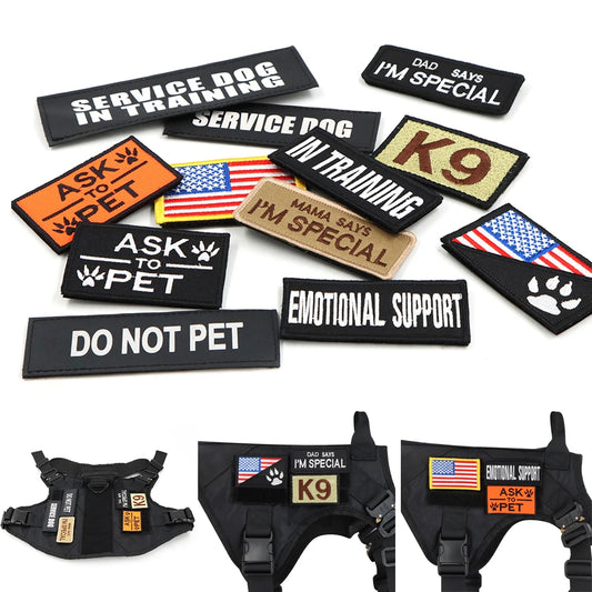 1 Piece Tactical Patch Bundle For Dog Vest Harness Collar Personalized Patches Tags Sticker K9 Label Custom Name ID Service Dog