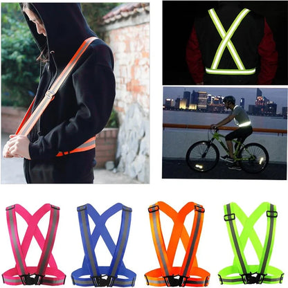 Reflective Safety Vests Lightweight Adjustable Elastic Vest Jacket Hi Vis Reflective Strips for Traffic Control Running Cycling