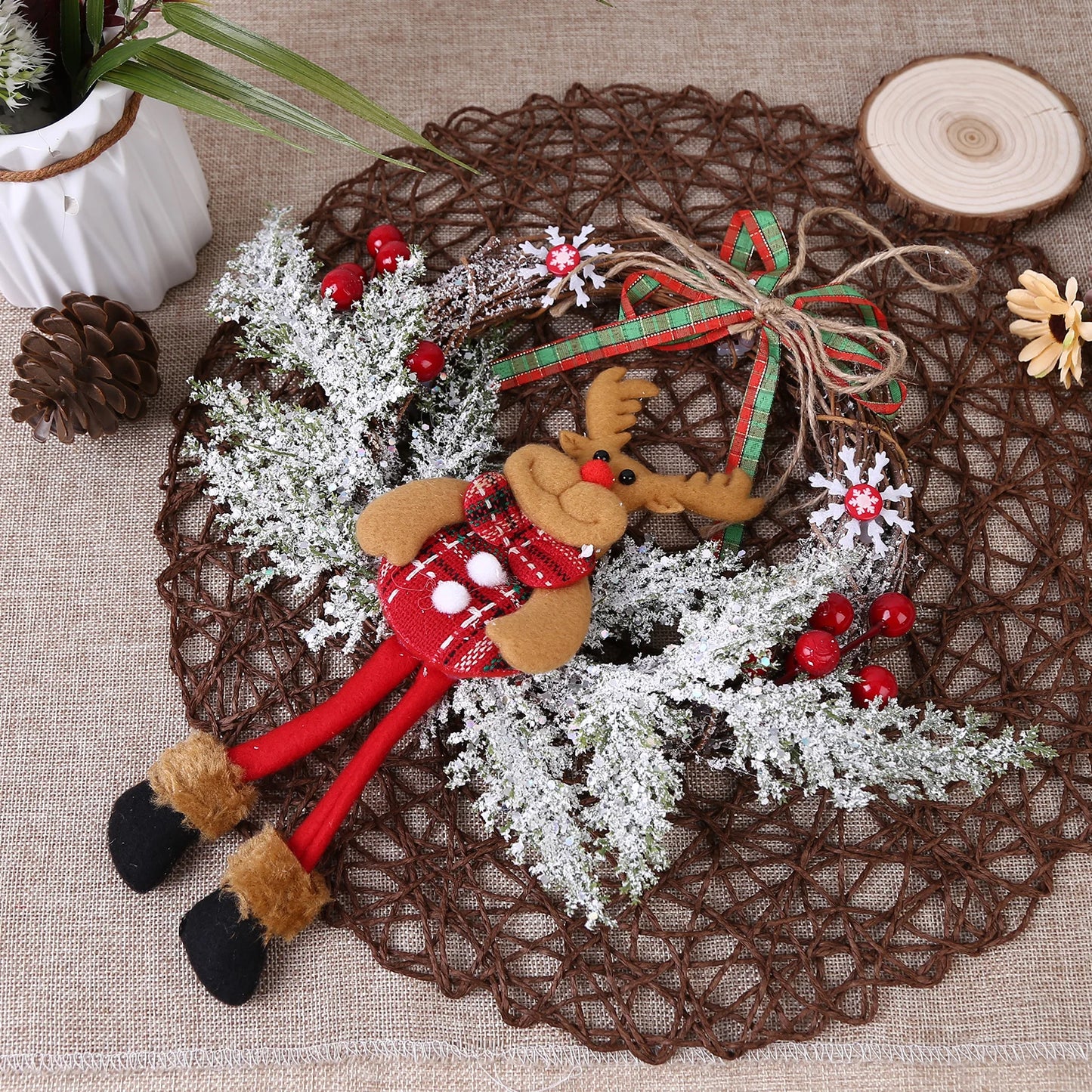 Christmas Wreath Artificial Dead Branches Garlands Hanging Floral Foliage Garland for New Year Xmas Navidad Decoration Ornaments