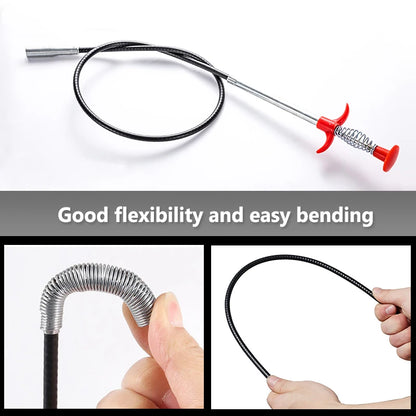 60cm Spring Pipe Dredging Tools, Drain Snake, Drain Cleaner Sticks Clog Remover Cleaning Household for Kitchen Bending sink tool