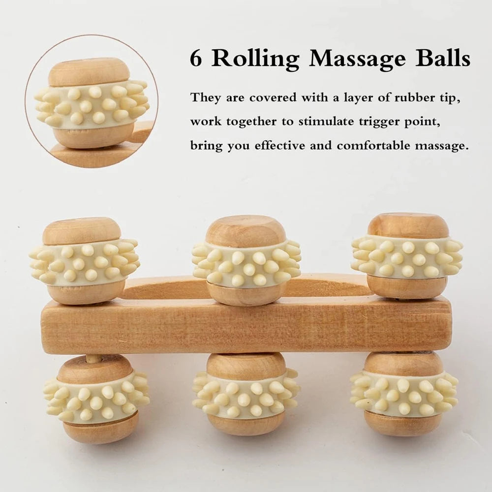 1 Pcs Wooden Massage Roller Tool, Manual Wooden Massager, Wood Back Massage Roller for Neck Leg Back Deep Tissue Muscle Massager