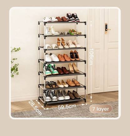 Fashion shoe rack metal simple shoe rack shoe storage rack bracket space saving living room black shoe rack