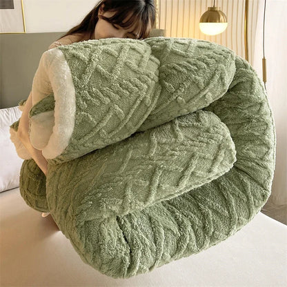 High End Thickened Winter Warm Blankets for Beds Artificial Lamb Cashmere Weighted Blanket Thicker Warmth Duvet Quilt Comforter