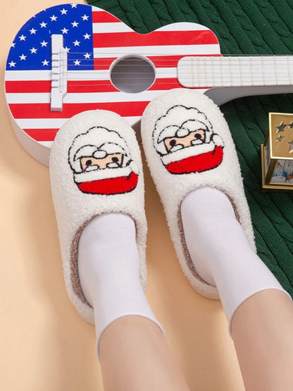 Fashion Christmas Slippers Women Home Winter Cute Cartoon Sandals Men Warm Non-slip Flat Slides Couple Soft Christmas Shoes