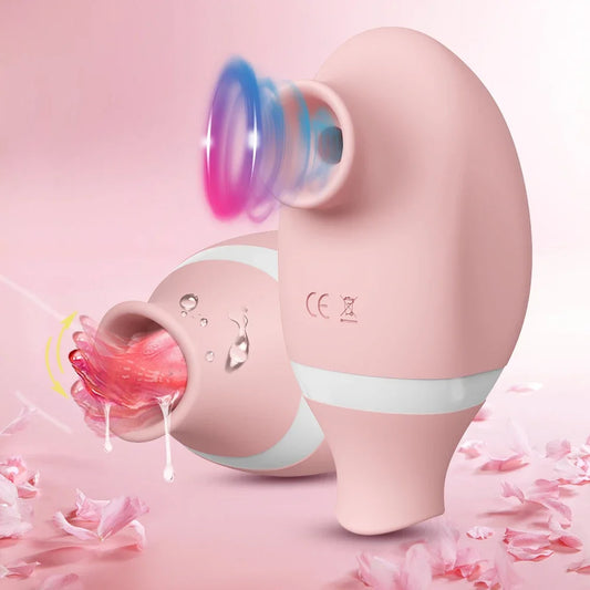 2 in 1 Clitoral Sucking Vibrator Women G-Spot Suction Cup Licking Dual Stimulation Nipple Massager Women Hardcore Adult Sex Toy