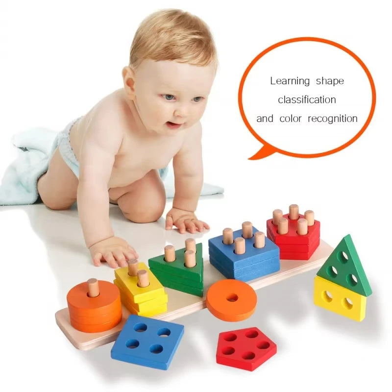 Montessori Wooden Rattles For Baby Crib Toys Baby Rattle Educational Musical Wooden Toys Children Games Baby Toys 0 12 Months