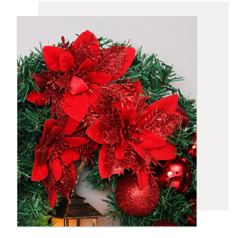 Christmas Wreath for Front Door Red Gold Window Wall Door Decorations Christmas Garland Ornament